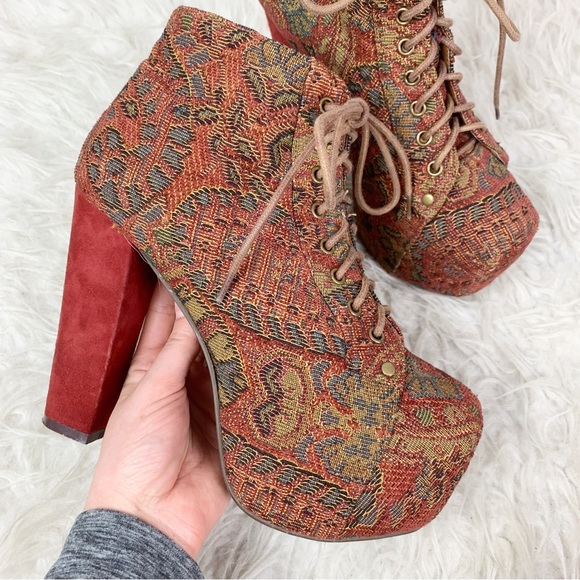 Jeffrey Campbell Shoes - JEFFREY CAMPBELL Lita Platform Lace Up Heels Fabric Paisley US 8